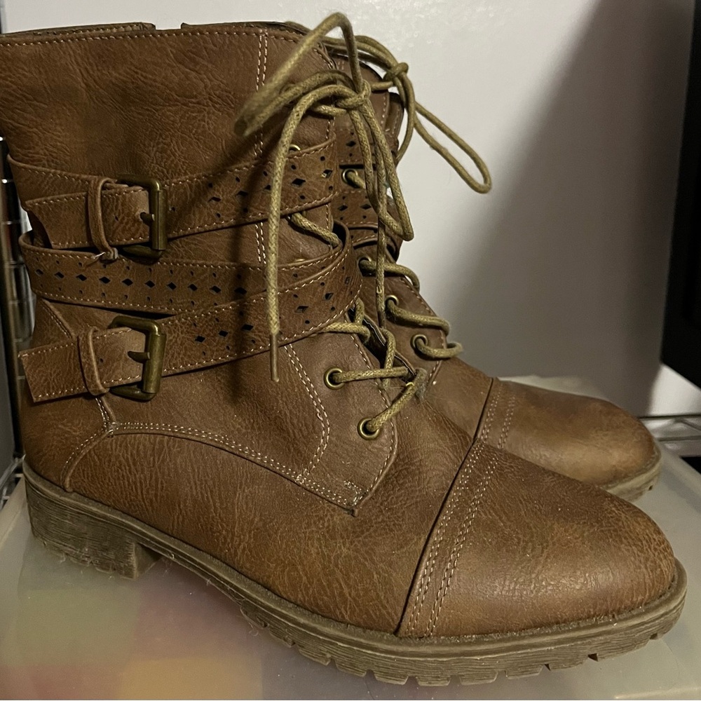 Brown Leather Ankle Boots Sz 8 Boho